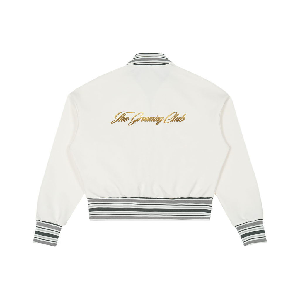 Striped Rib Collar Zip Jacket