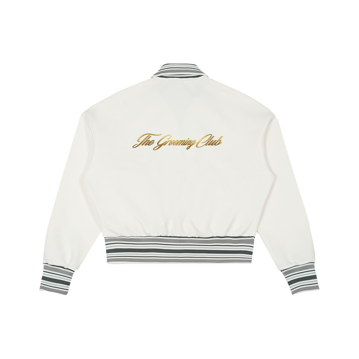 Striped Rib Collar Zip Jacket