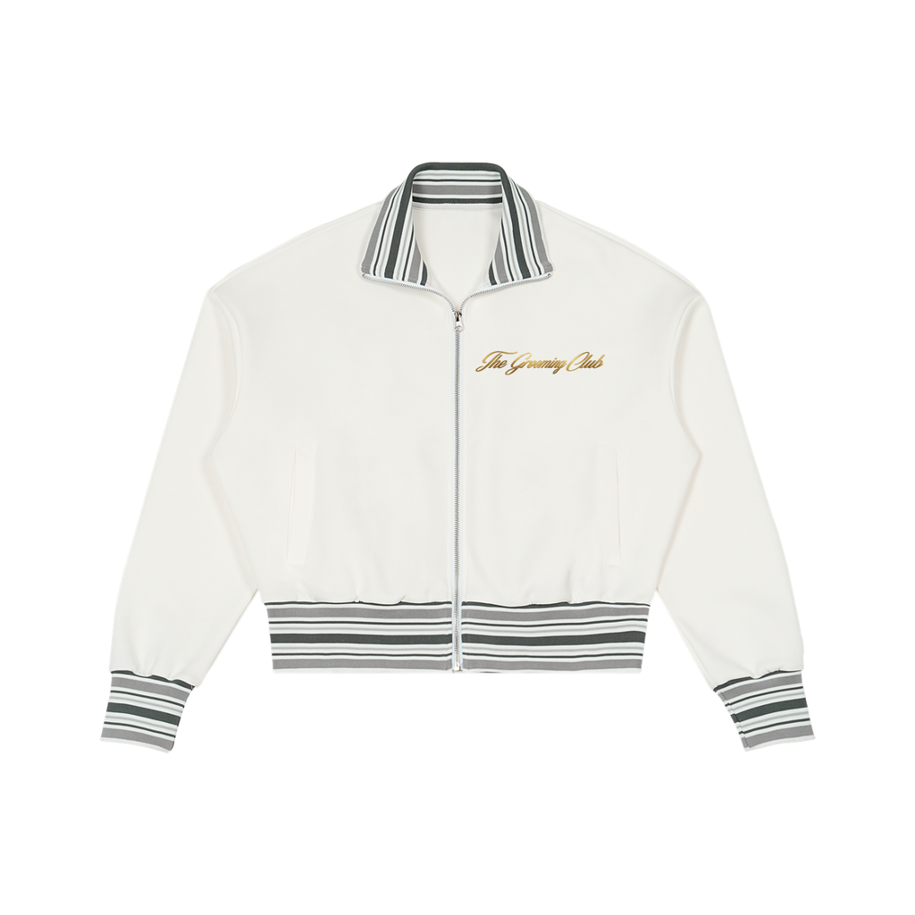 Striped Rib Collar Zip Jacket